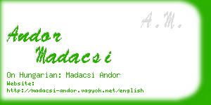 andor madacsi business card